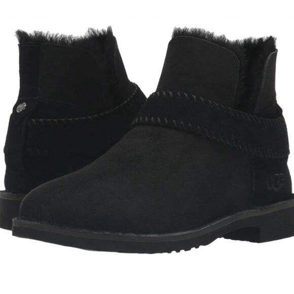 UGG MCKAY BOOTIES BLACK  SUEDE LEATHER SHEEPSKIN STYLE 1012358 WOMEN SIZE 10 10 - Picture 3 of 12